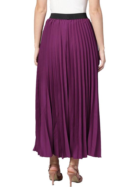 solid purple pleated detailed skirt - 21008447 - Standard Image - 2
