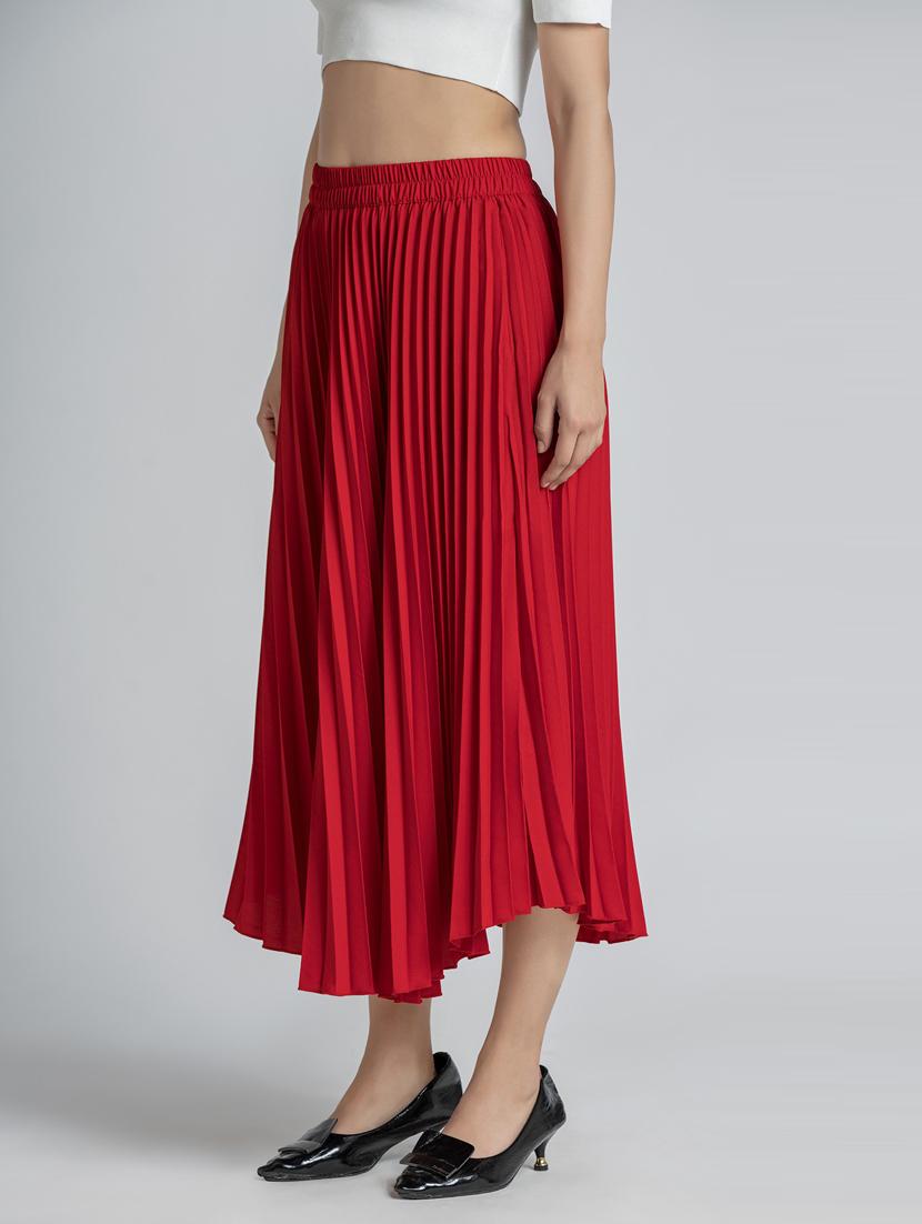 women mid-rise solid pleated skirt - 21008456 - Standard Image - 2