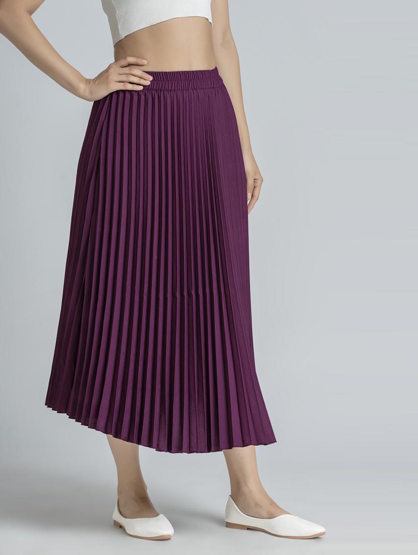 women mid-rise solid pleated skirt - 21008467 - Standard Image - 2