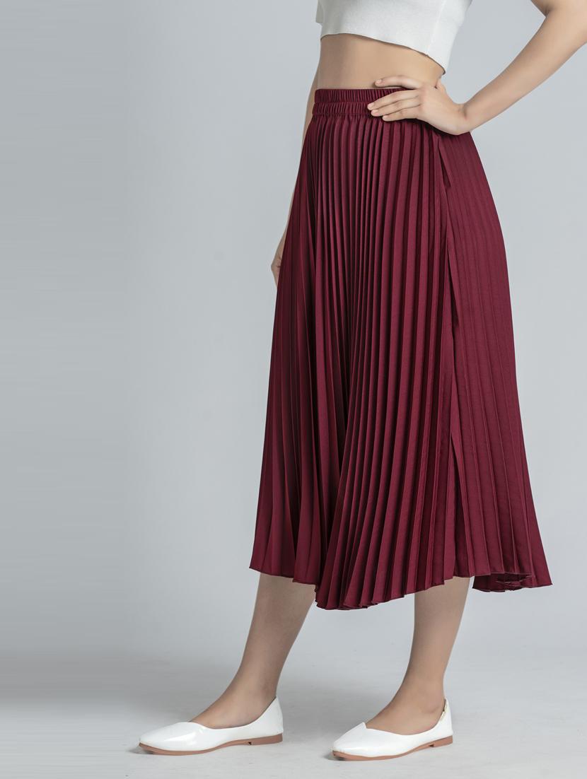 women mid-rise solid pleated skirt - 21008476 - Standard Image - 2