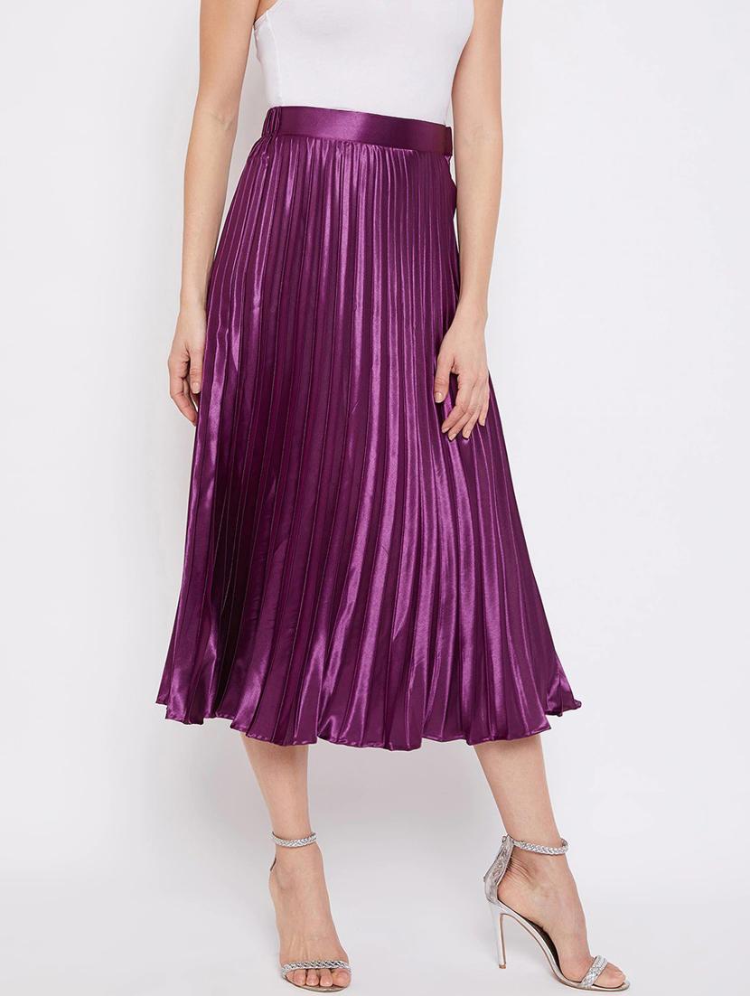 solid purple pleated detailed skirt - 21008486 - Standard Image - 2