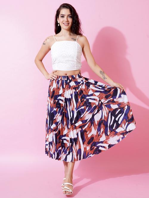 multi coloured printed pleated detailed skirt - 21008500 - Standard Image - 0
