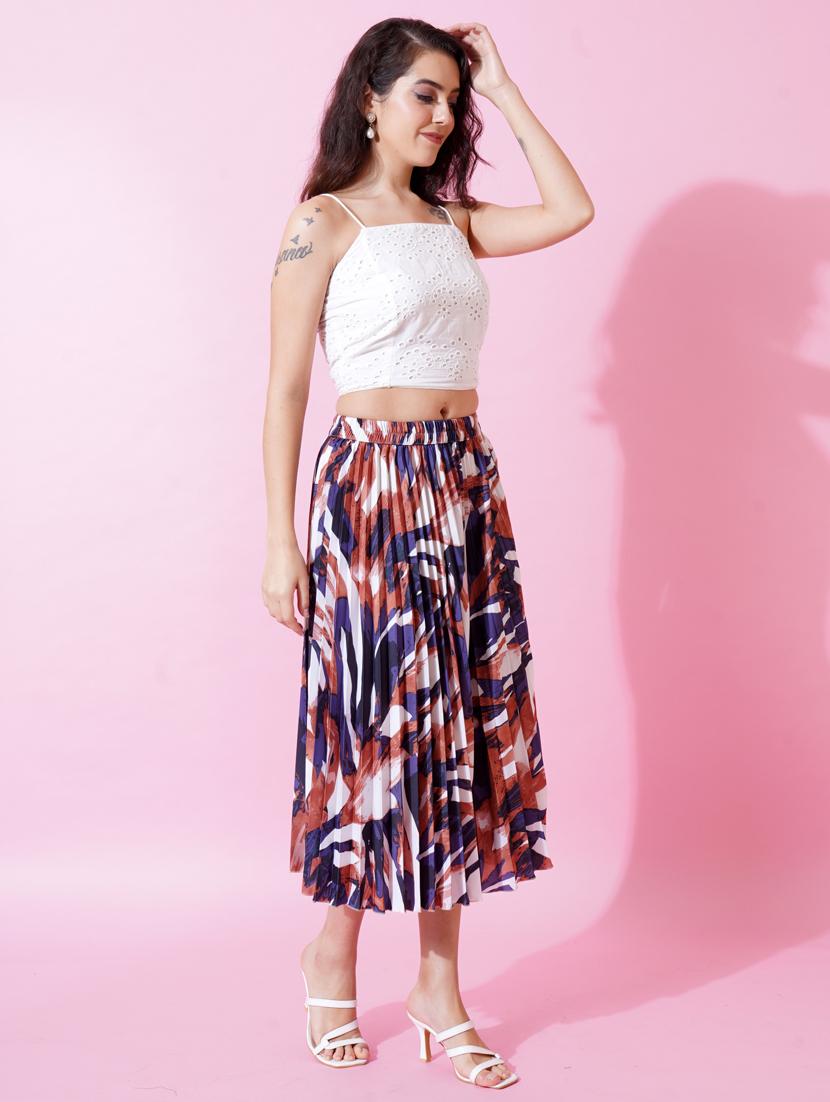 multi coloured printed pleated detailed skirt - 21008500 - Standard Image - 2