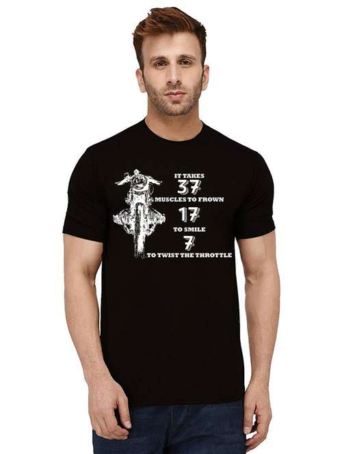 men round neck front printed t-shirt - 21010930 - Standard Image - 0