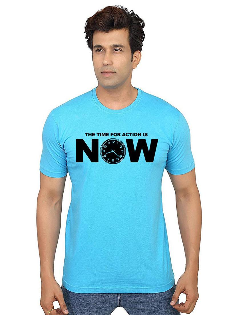 men round neck front printed t-shirt - 21013192 -  Zoom Image - 0