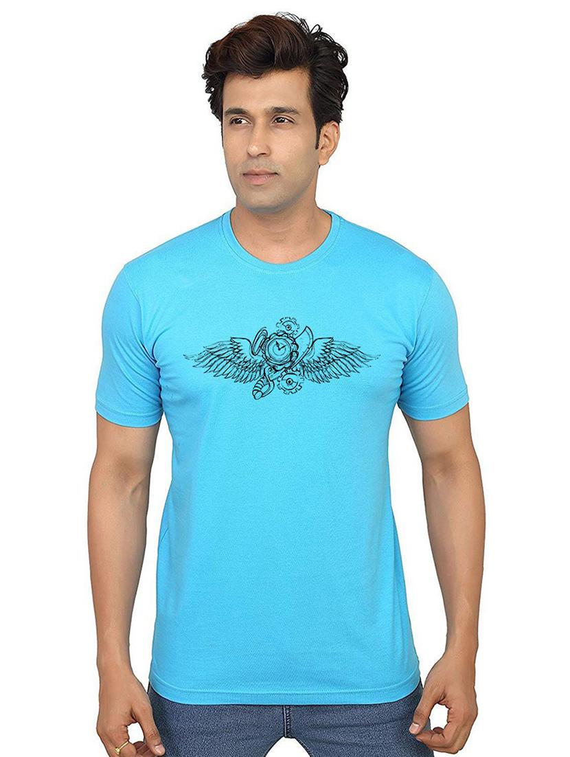 men round neck chest printed t-shirt - 21014703 - Zoom Image - 0