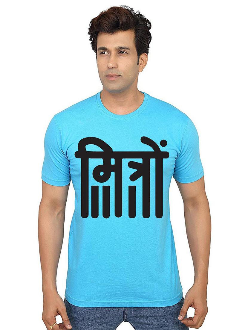 men round neck front print cotton t-shirt - 21014856 - Zoom Image - 0
