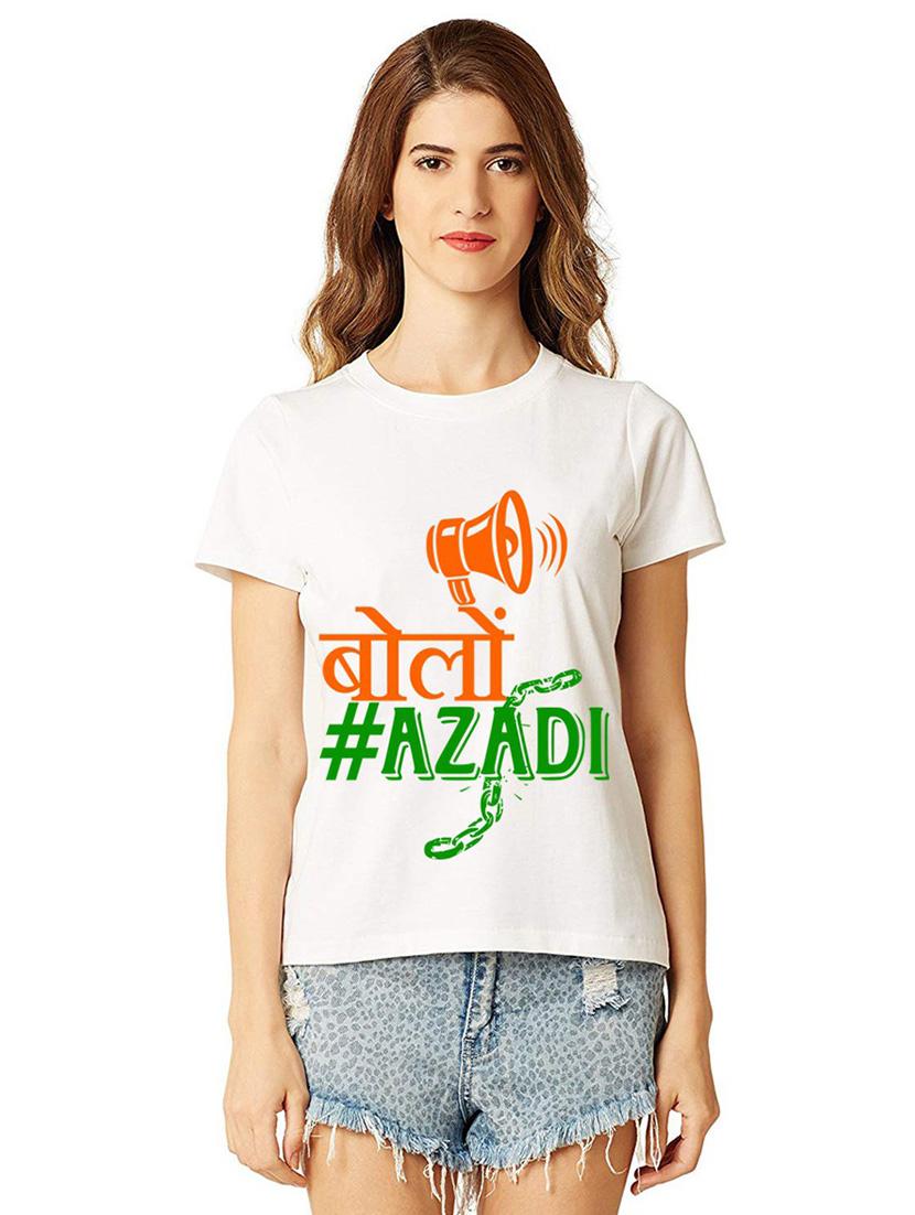 women round neck front print t-shirt - 21015255 -  Zoom Image - 0