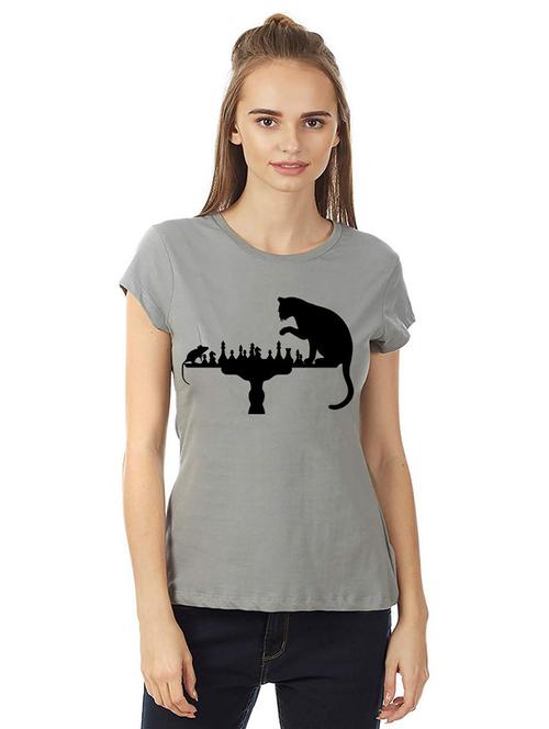 women's round neck front print t-shirt - 21015604 - Standard Image - 0