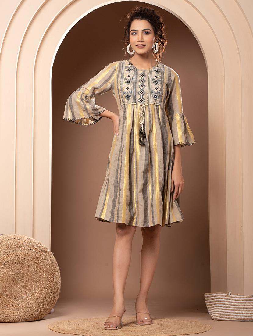 multi coloured self design detailed dress - 21015916 - Zoom Image - 0