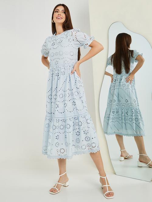 women schiffli worked a-line dress - 21015987 - Standard Image - 0