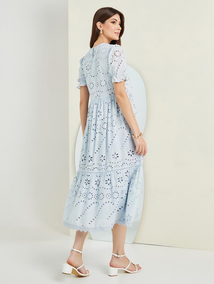 women schiffli worked a-line dress - 21015987 - Standard Image - 2