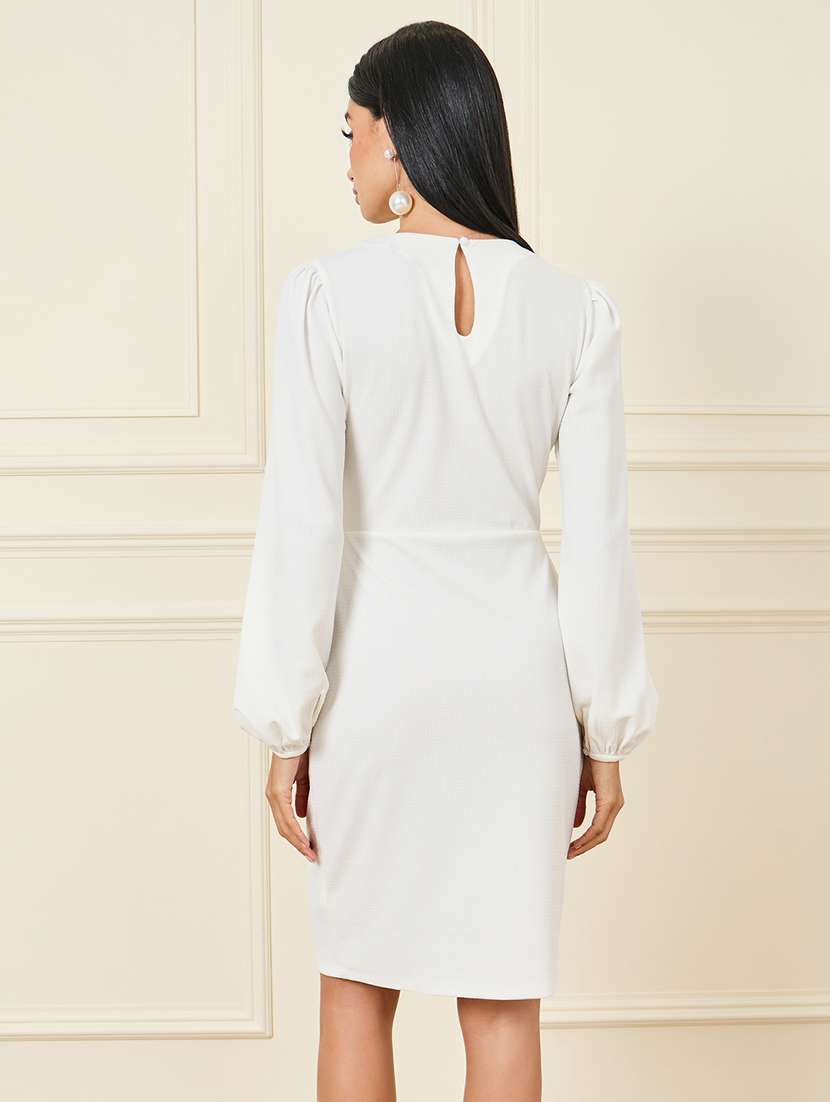 women round neck solid shift dress - 21015990 - Standard Image - 2
