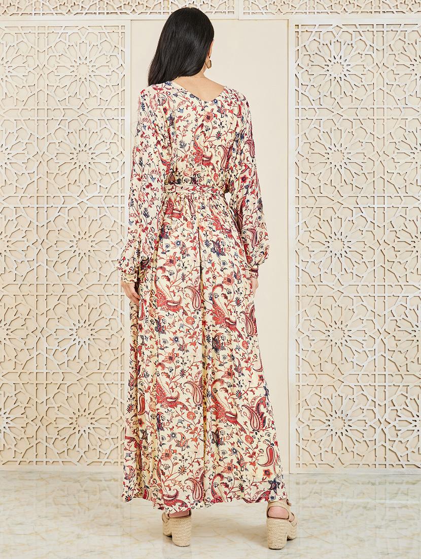 women v-neck printed a-line dress - 21015995 - Standard Image - 2