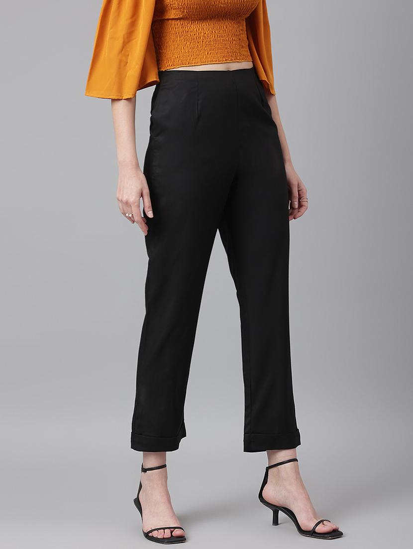 women solid high rise trouser - 21016031 - Standard Image - 2