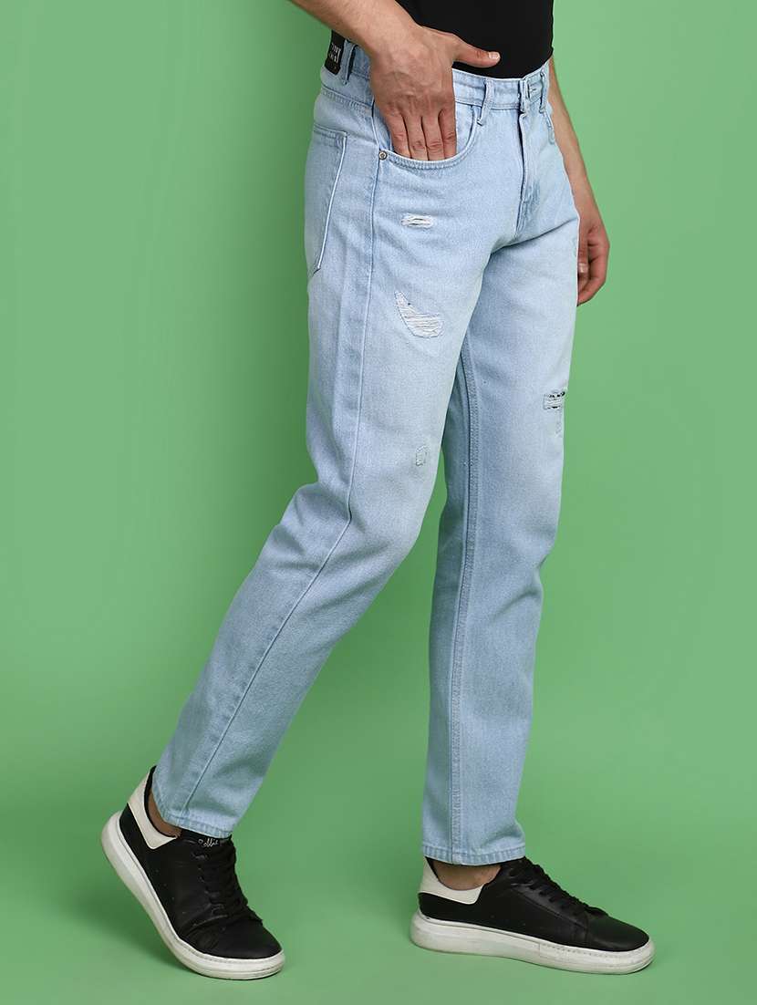 men light blue distressed slim fit jeans - 21016230 -  Standard Image - 2