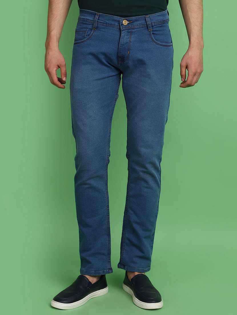 men mid rise plain jeans