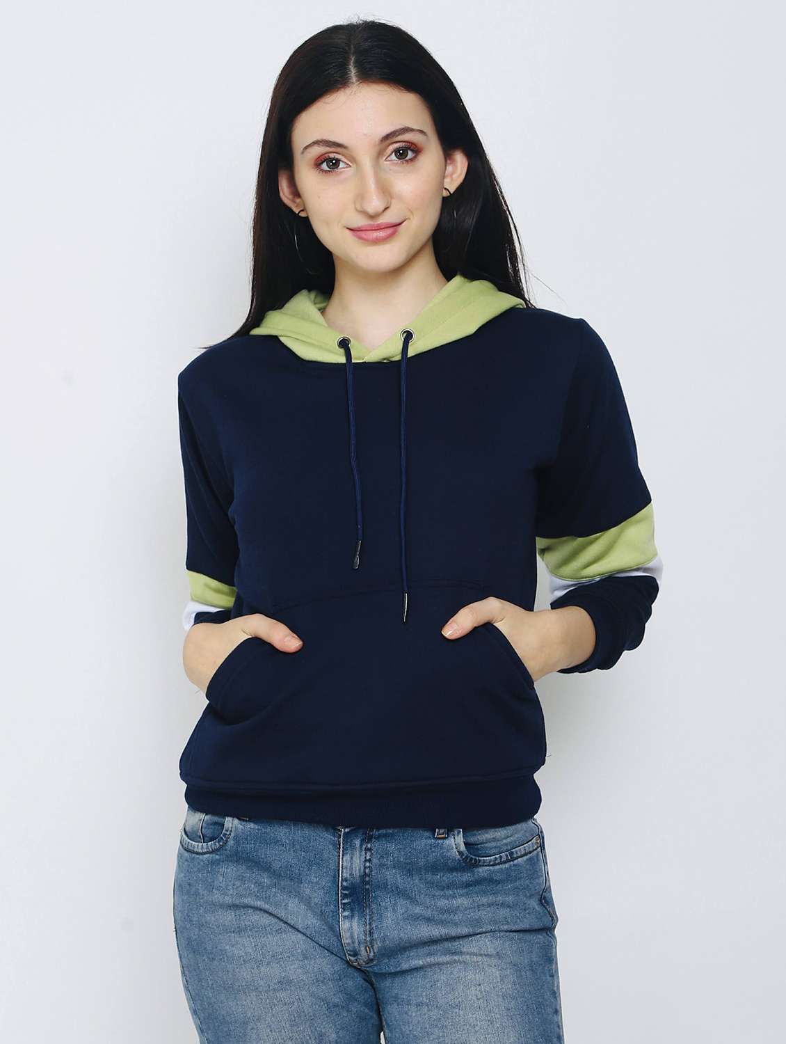 women color block long sleeve sweatshirt
