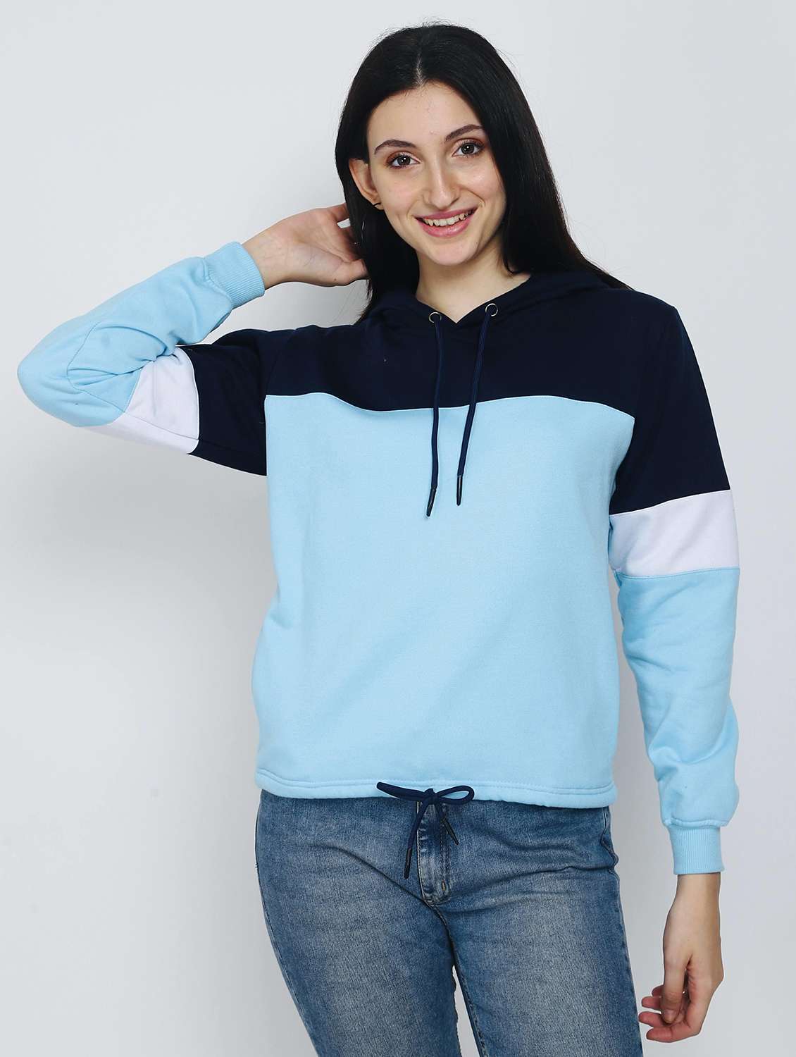 women color block long sleeve sweatshirt