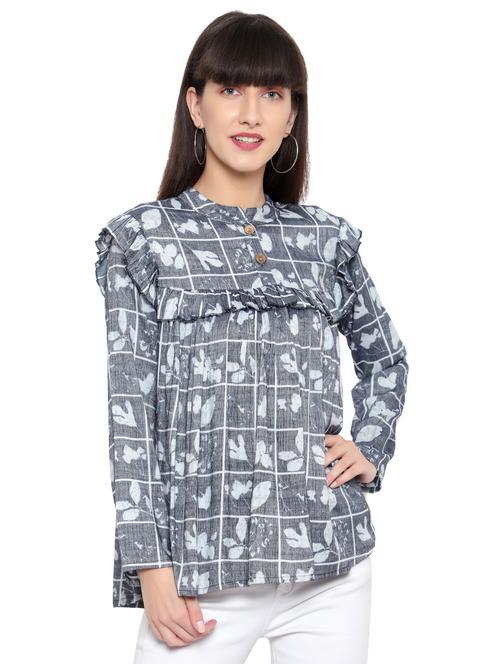 grey viscose floral top - 21016426 - Standard Image - 0