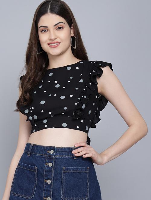 black viscose crop top - 21016448 -  Standard Image - 0