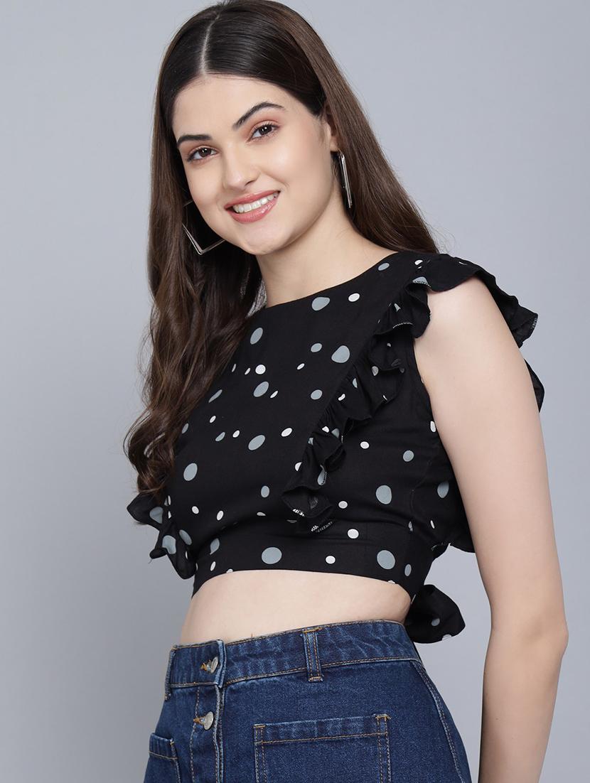 black viscose crop top - 21016448 - Standard Image - 2
