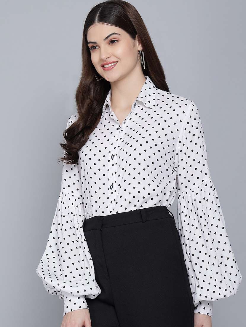 white printed detailed casual shirt - 21016451 -  Standard Image - 2