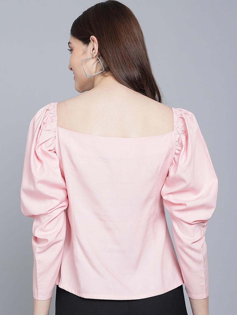 women solid pink casual top - 21016457 - Standard Image - 2