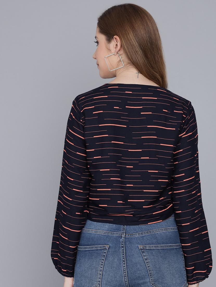 dark blue viscose crop top - 21016459 - Standard Image - 2