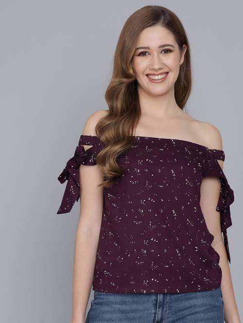 purple viscose printed top - 21016460 -  Standard Image - 0