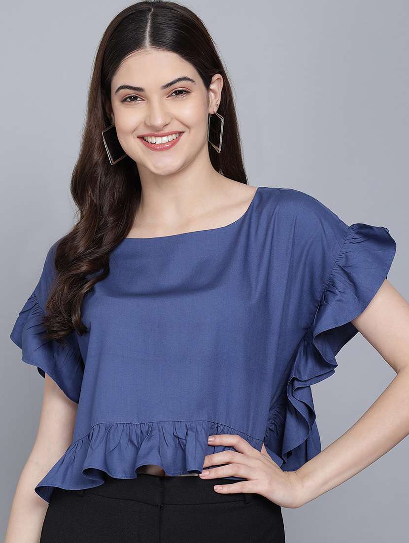 blue viscose crop top - 21016462 - Zoom Image - 0