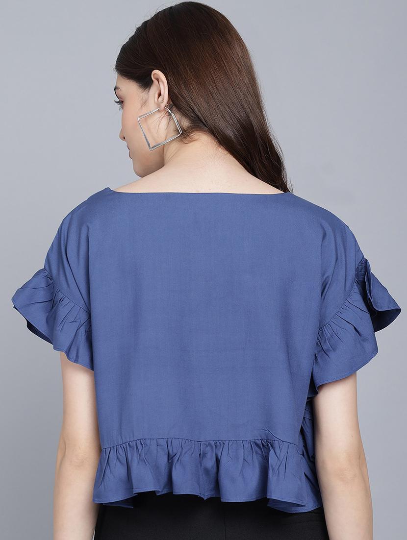 blue viscose crop top - 21016462 - Standard Image - 2