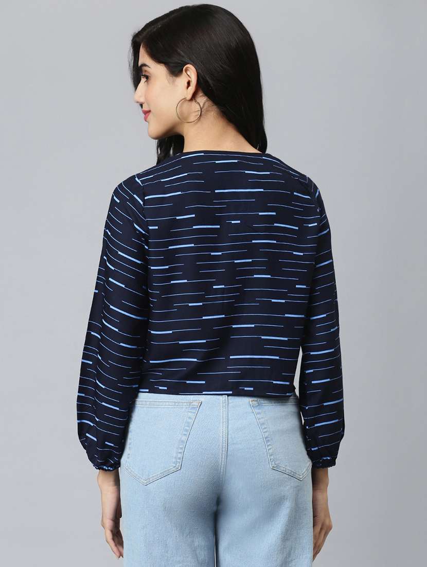 navy blue viscose crop top - 21016489 -  Standard Image - 2