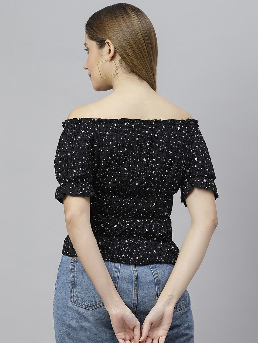 black printed detailed casual top - 21016496 - Standard Image - 2