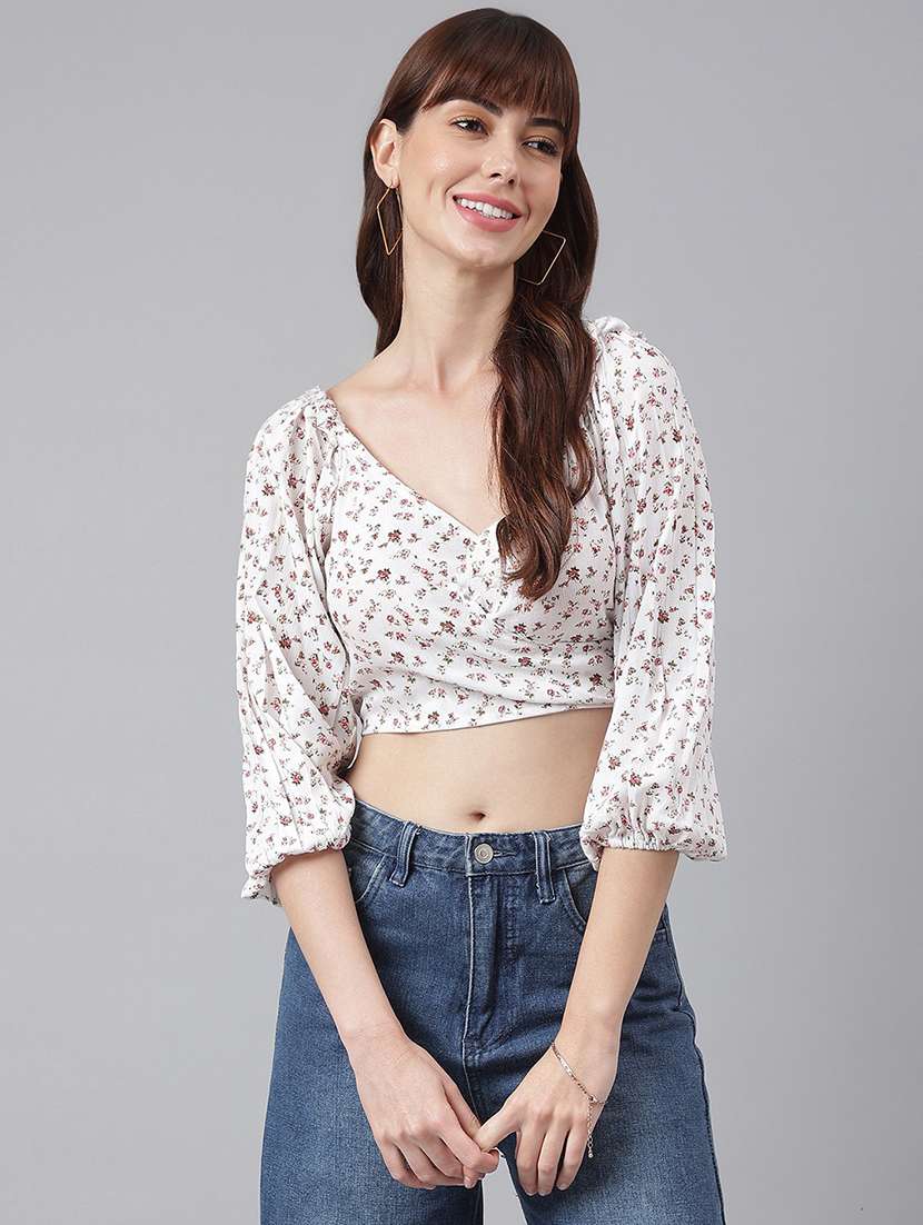 white crepe crop top