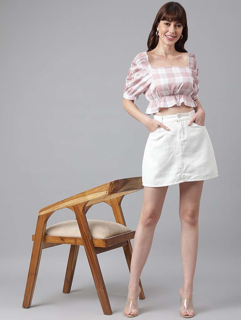 brown viscose crop top - 21016505 -  Standard Image - 2