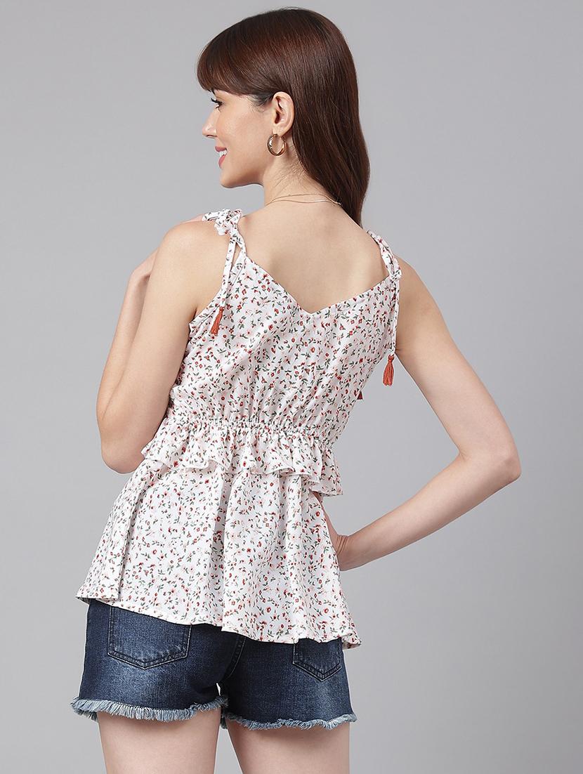 white floral printed peplum top - 21016515 - Standard Image - 2