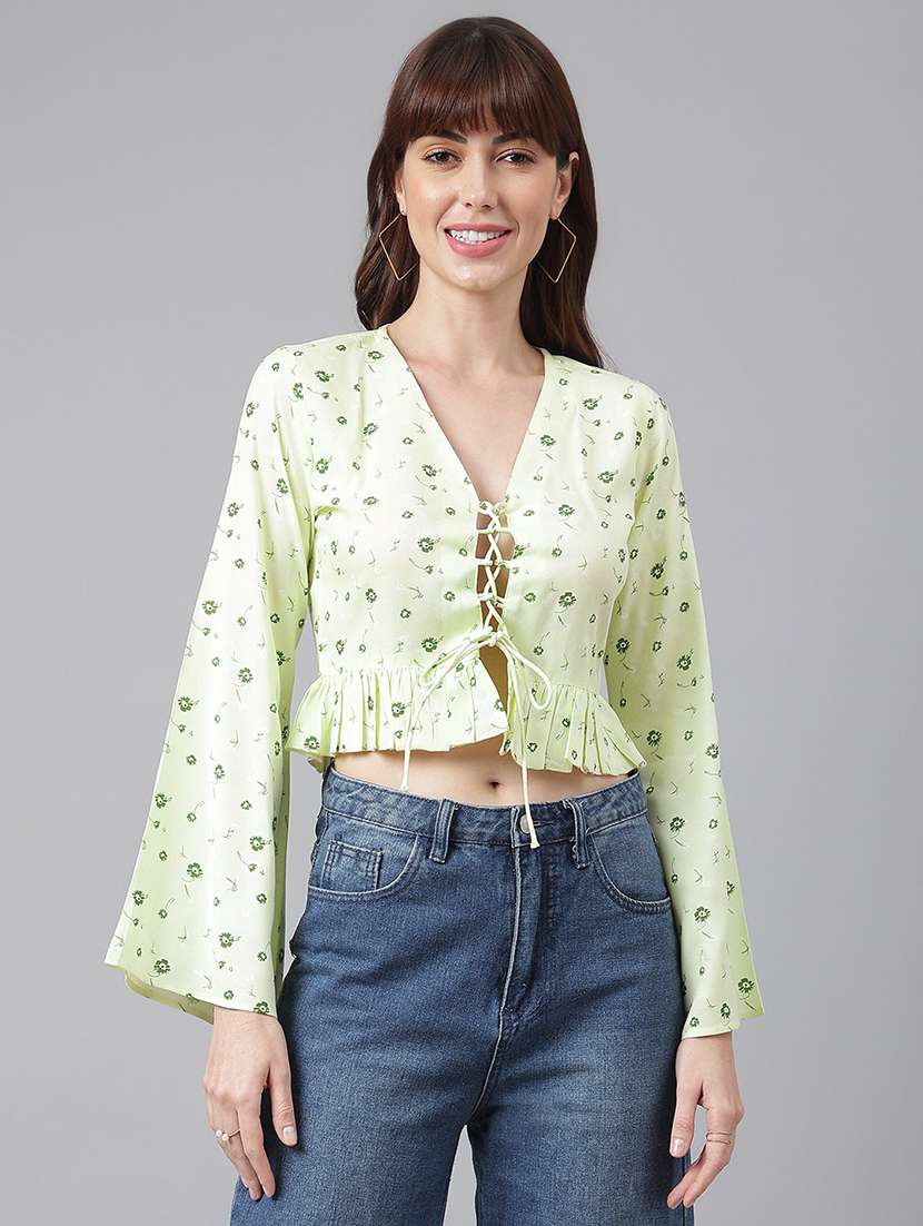 light green viscose crop top