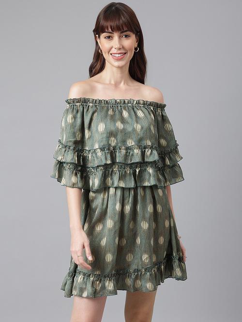 women green printed a-line dress - 21016643 -  Standard Image - 0