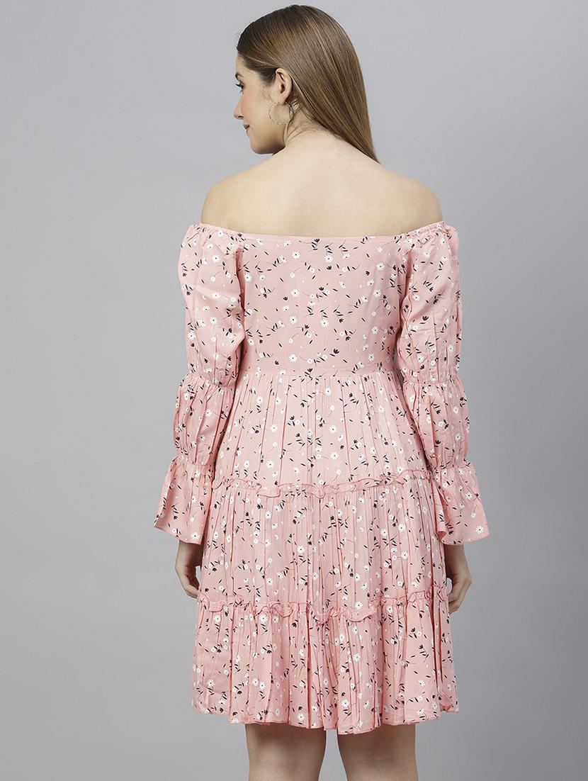 pink floral printed tiered detailed dress - 21016653 - Standard Image - 2