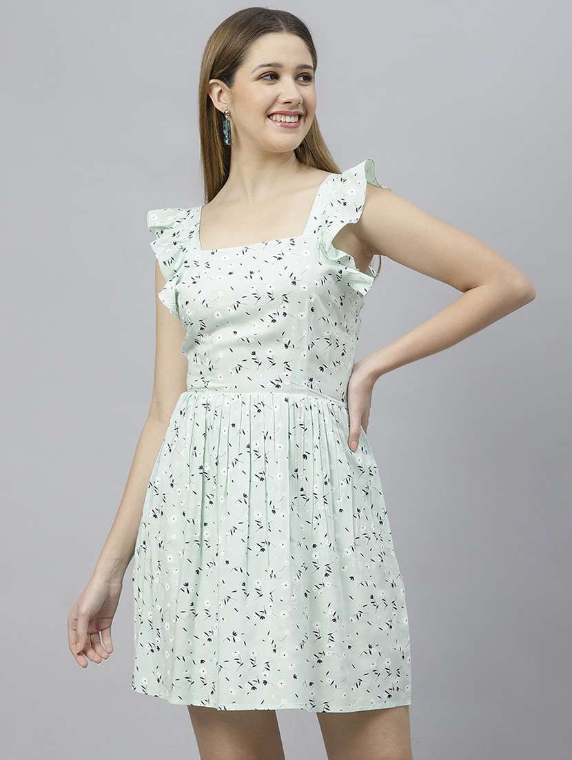 green floral printed detailed dress - 21016654 -  Zoom Image - 0