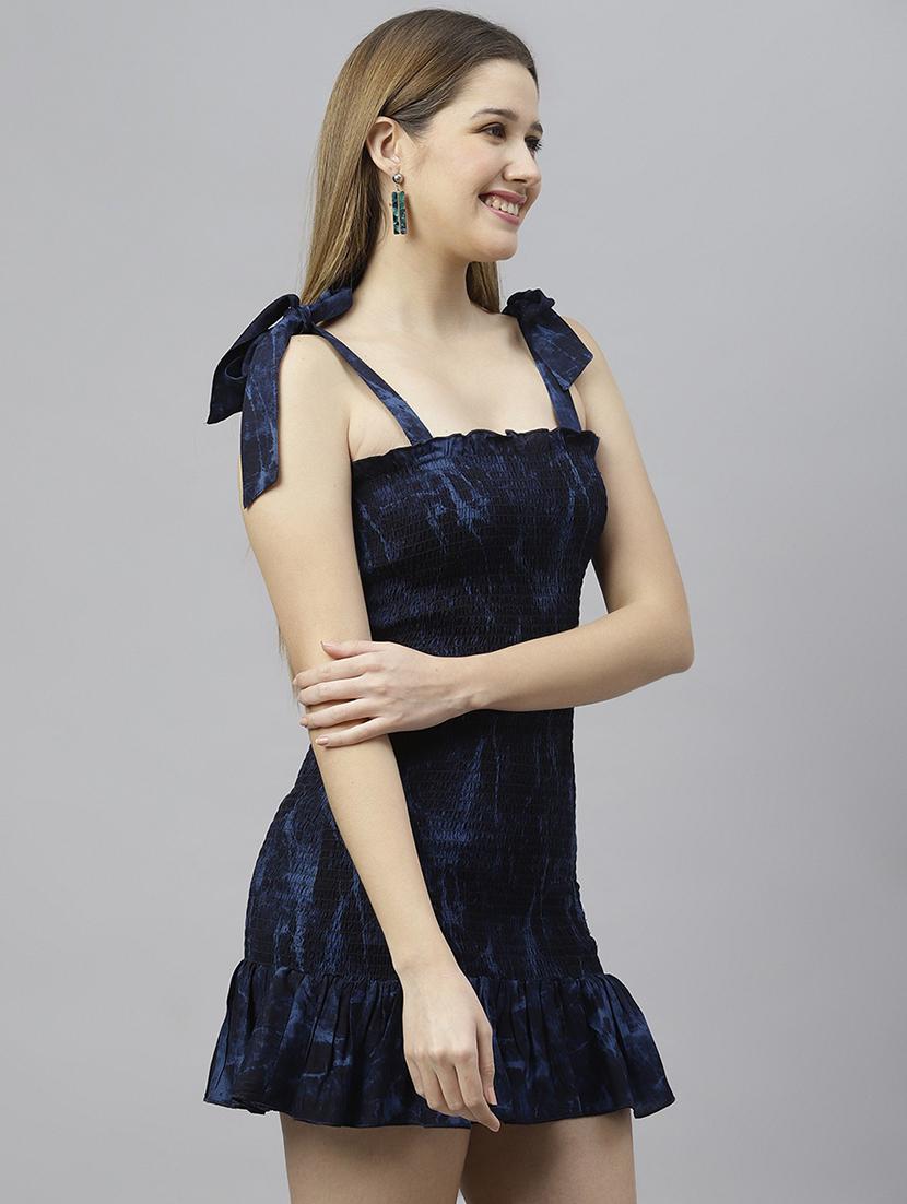 women blue tie & dye bodycon dress - 21016664 - Standard Image - 2