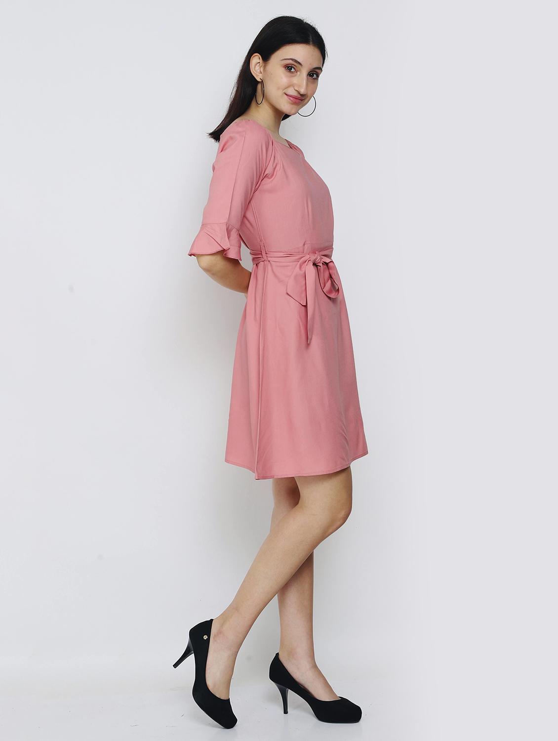 women pink solid a-line dress - 21016668 - Standard Image - 2