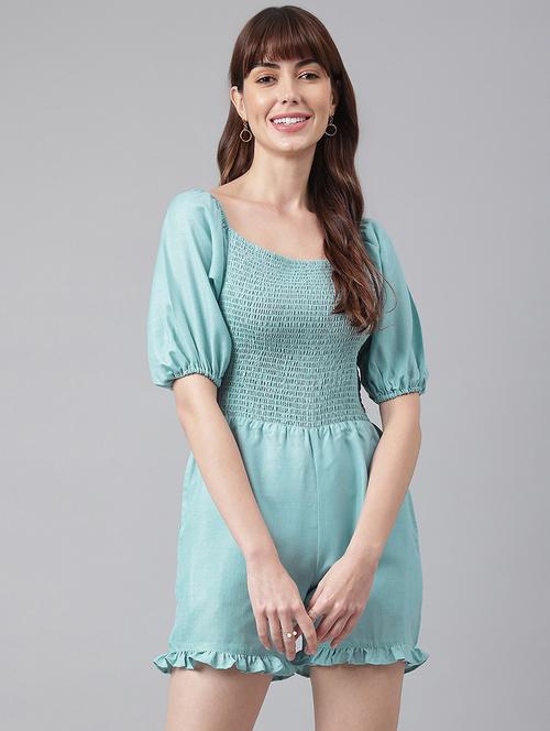 women round neck solid romper - 21016721 - Standard Image - 0