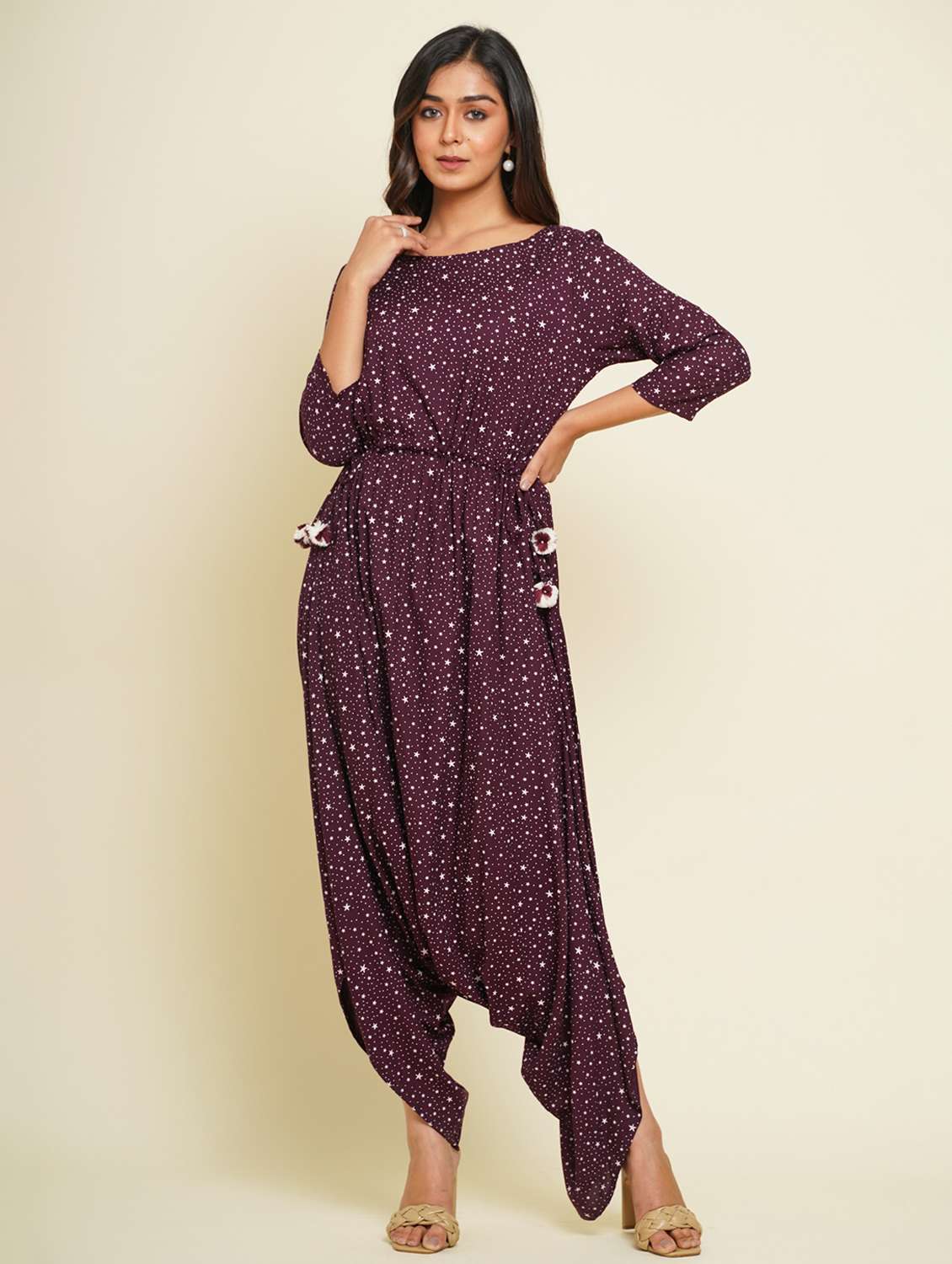purple rayon full leg jumpsuit - 21016733 -  Standard Image - 2