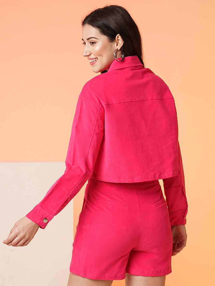 women pink solids long sleeves jacket - 21016978 - Standard Image - 2