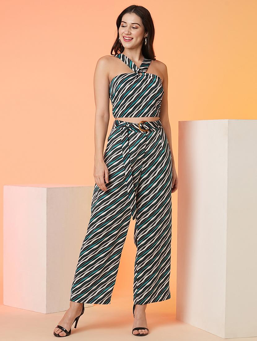 multi colored polyester top and trouser co-ord set 