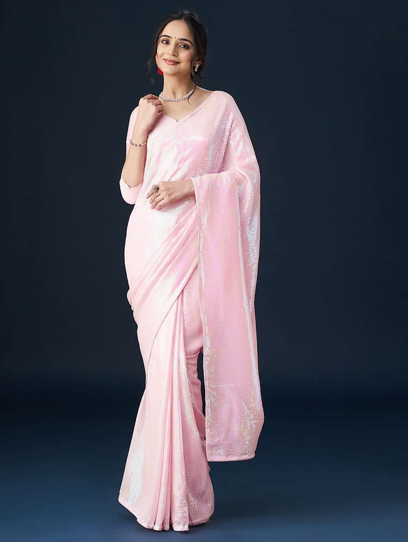 rosewater embellished saree with blouse
