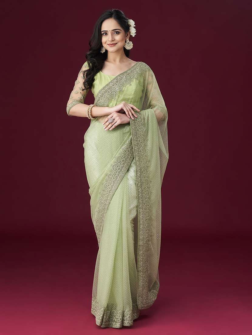 neo mint embellished saree with blouse