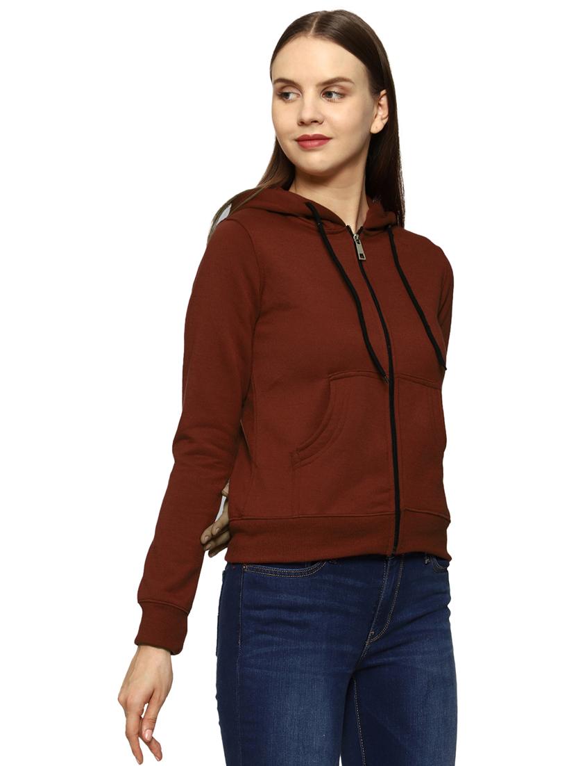 women solid long sleeve hooded sweatshirt - 21017384 - Standard Image - 2